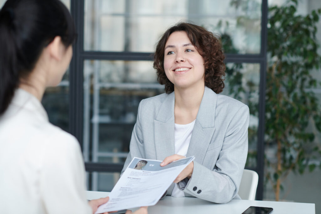 New graduate at a marketing job interview