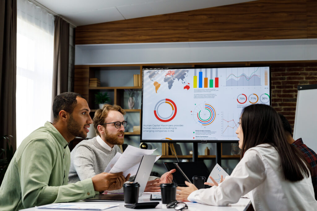 Sales team doing data analysis